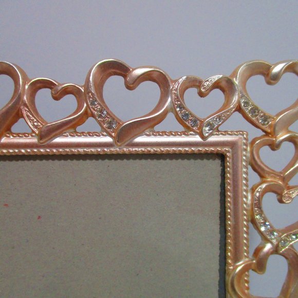 *FETCO Rose Gold Hearts and Rhinestones Double Display Table Top Picture Frame - Picture 4 of 8